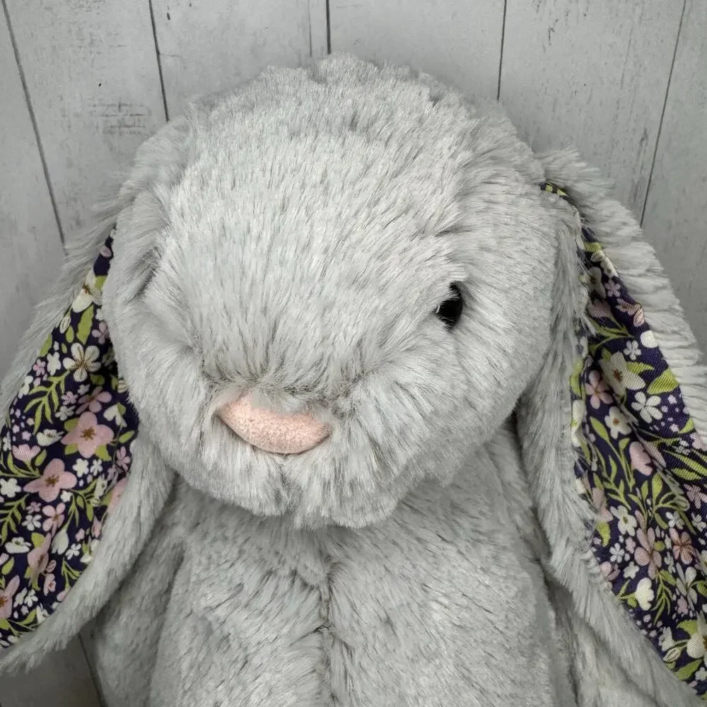 Jellycat Grey Bunny Bloom FAST SHIP NEW Jellycat Bashful Silver Bunny Bloom - Picture 3 of 9